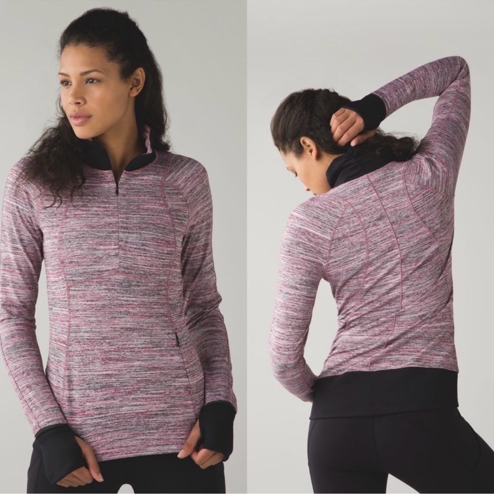 Lululemon Runderful 1/2 Zip In Space Dye Berry Rumble Multi Pullover Sweatshirt